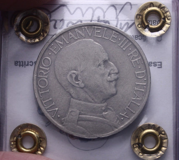 NL* VEIII RE D'ITALIA BUONO 2 LIRE FASCIO 1927 MOLTO RARO R2 BB Perizia Filisina