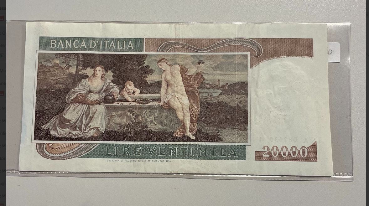 NL* BANCA D'ITALIA Banconota 20000 Lire TIZIANO 20 Dicembre 1974 eccellente cons