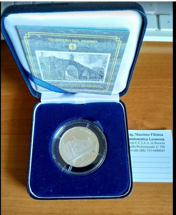 NL* ITALIA 500 Lire Argento 1991 PONTE MILVIO A ROMA PROOF SET Originale zecca