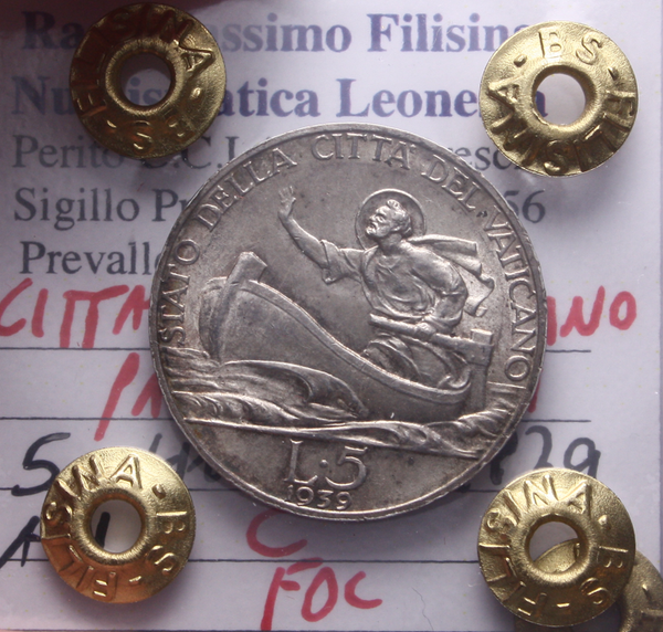 NL* CITTA' del VATICANO PAPA PIO XII 5 Lire Argento 1939 FDC I Perizia Filisina