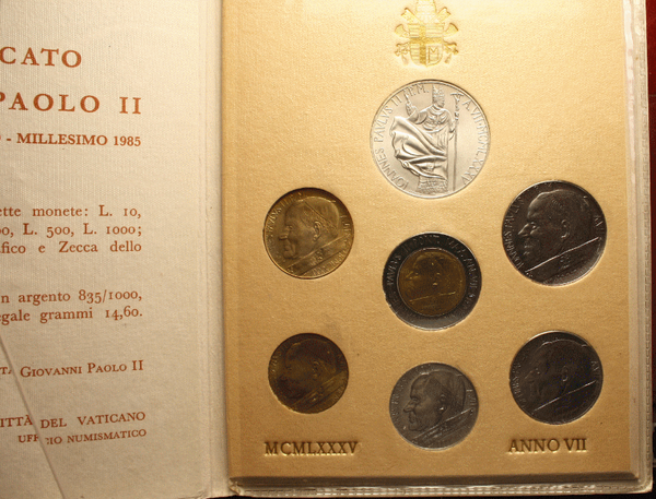 NL* VATICANO GIOVANNI PAOLO II Divisionale 1985 VII con 1000 Lire Argento FDC