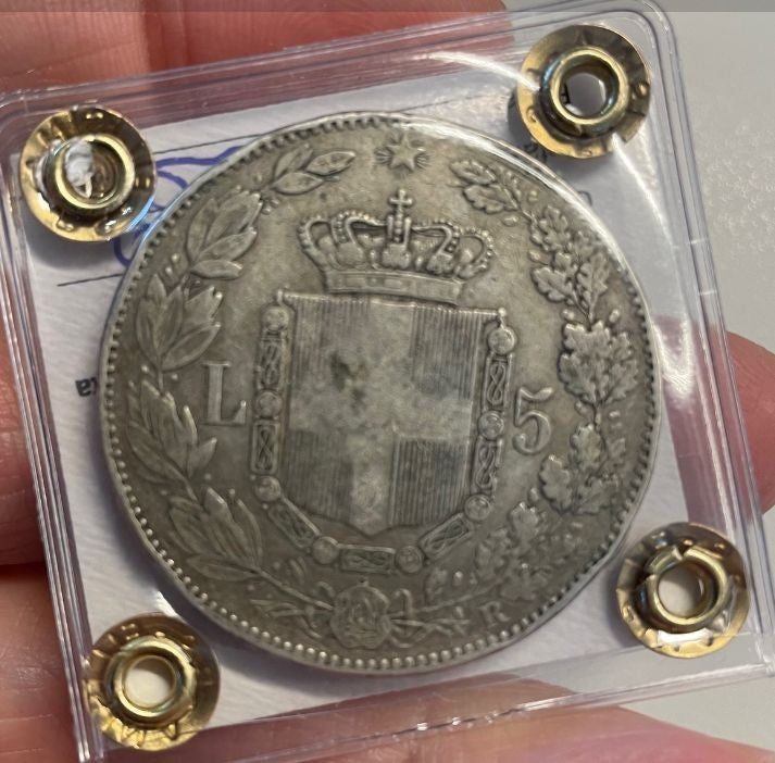 NL* UMBERTO I RE D'ITALIA Scudo 5 LIRE ARGENTO 1879 ROMA BB C Perizia Filisina