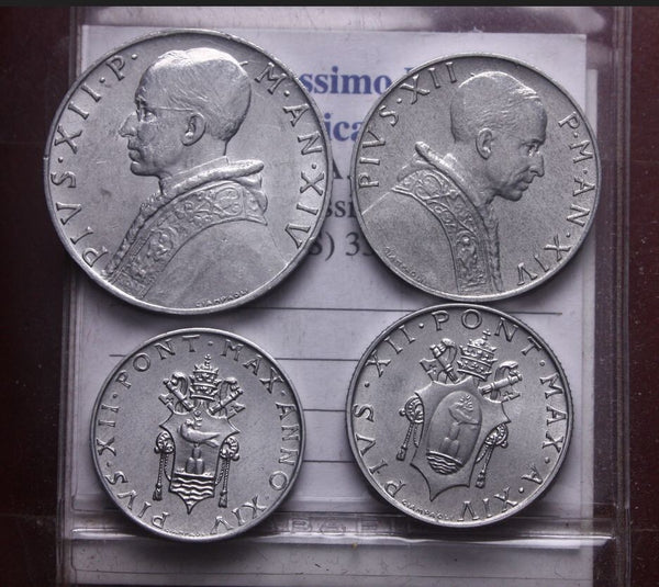 NL* CITTA' Vaticano PAPA PIO XII Serie 1952 4 VALORI 10 5 2 1 LIRA come da foto