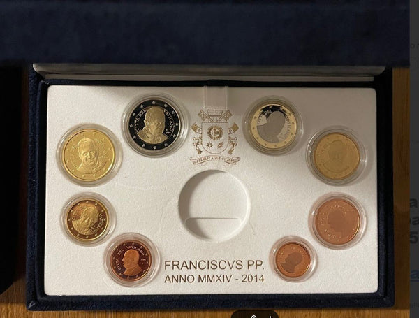 NL*Vaticano Papa FRANCESCO Divisionale 2014 8 valori PROOF SENZA 50 EURO ORO AR