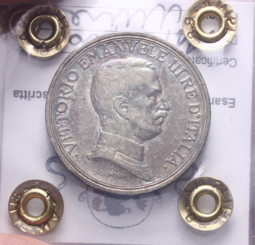 NL* VEIII Italia 2 LIRE ARGENTO 1916 QUADRIGA BRIOSA Q.FDC Perizia Filisina