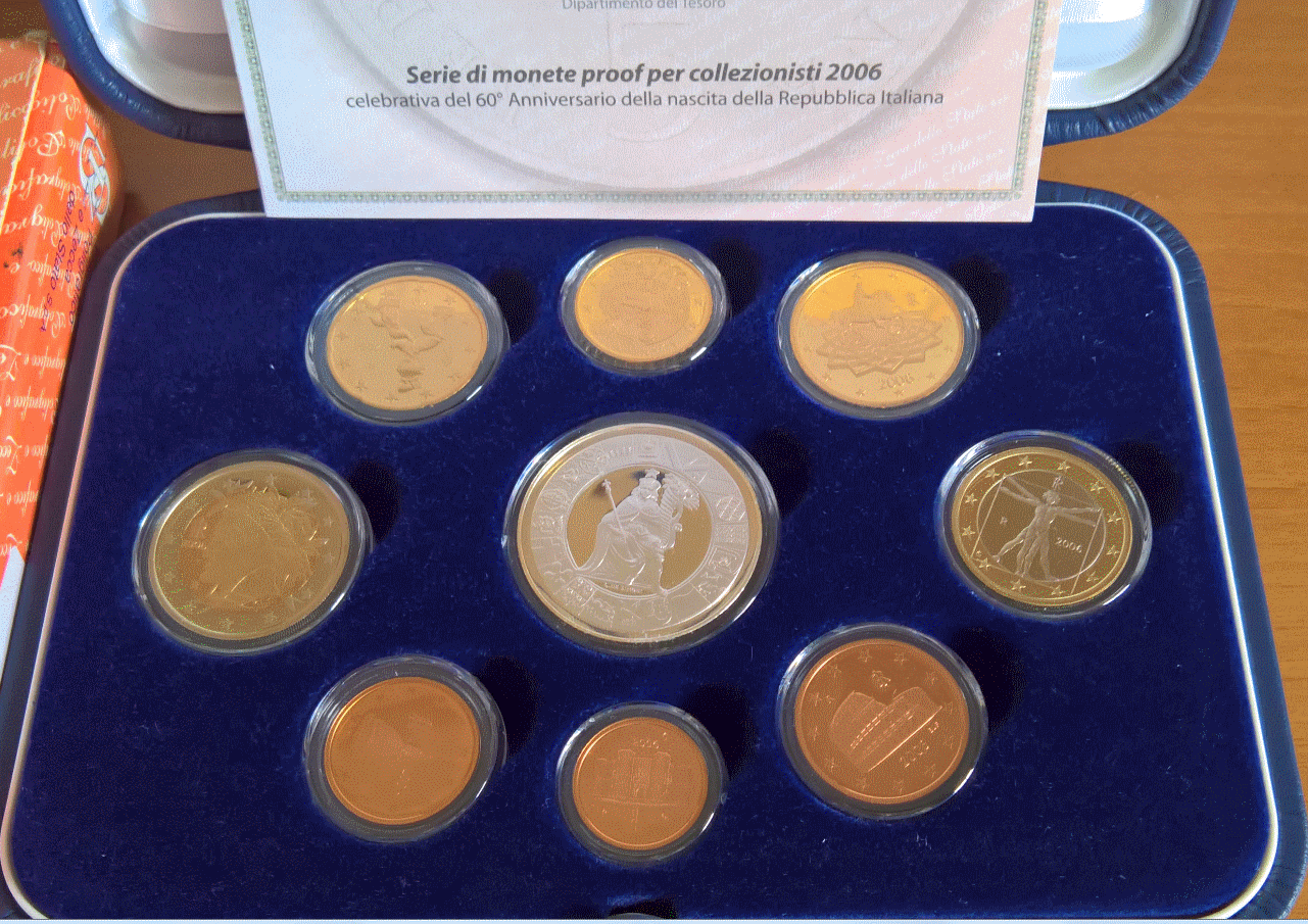 NL* ITALIA REPUBBLICA Divisionale 2006 8 Valori in EURO CON 5 Euro Argento PROOF