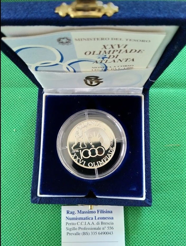 NL* ITALIA 1000 Lire Argento 1996 OLIMPIADI ATLANTA PROOF FS set ZECCA