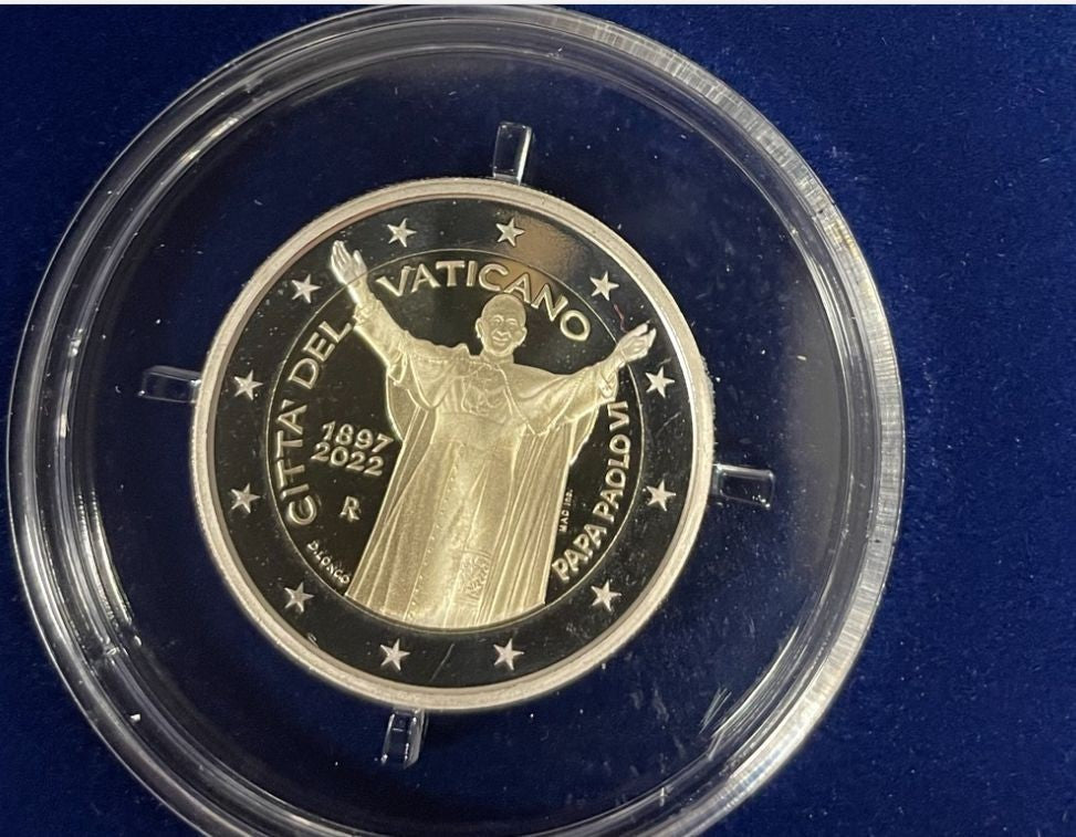 NL* VATICANO 2 EURO 2022 125° NASCITA DI PAPA PAOLO VI Proof set zecca