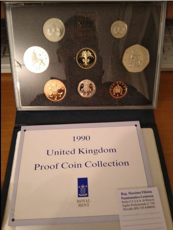 NL * U. K. ELIZABETH II Proof Coin Collection 1990 8 VALUES PROOF mint set
