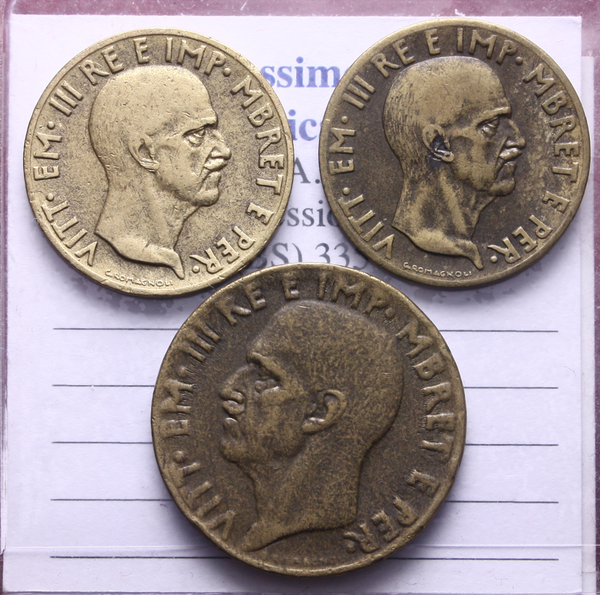 NL* VEIII ALBANIA Lotto 3 pezzi 0,05 LEK 1940 e 0,10 LEK 1940 come da foto