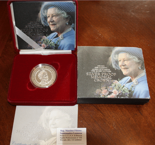 NL*ENGLAND Elizabeth II 5 POUND SILVER Memorial Crown 2000 PROOF Royal Mint