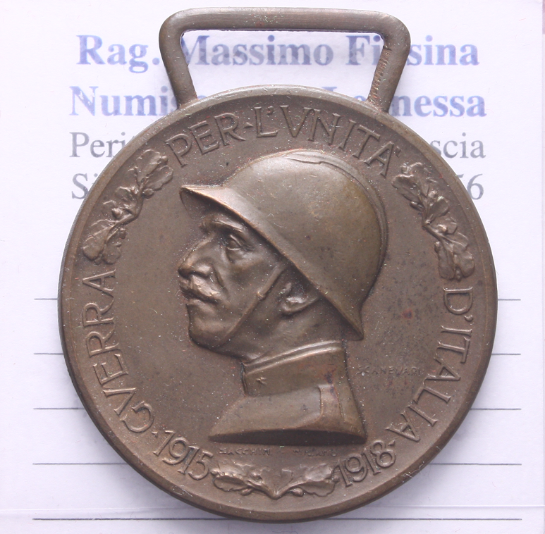 NL* ITALIA Medaglia Bronzo GUERRA PER L'UNITA' D'ITALIA 1915-1918 Sacchini