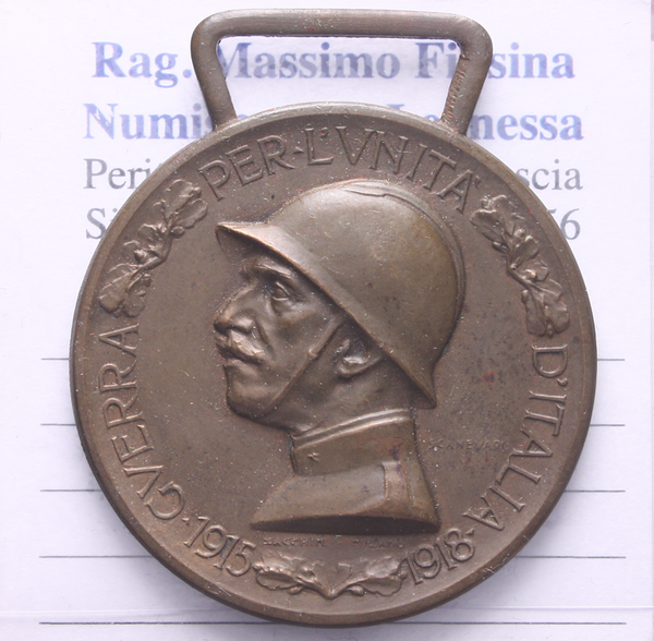 NL* ITALIA Medaglia Bronzo GUERRA PER L'UNITA' D'ITALIA 1915-1918 Sacchini