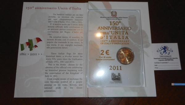 NL*ITALIA Repubblica 2 EURO commemorativi 2011 150° UNITA' D'ITALIA FDC set