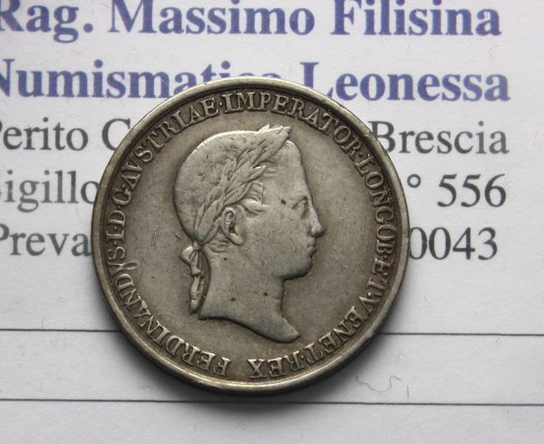 NL * LOMBARD VENETO Ferdinand I Half Lira Silver Coronation 1838 Milan