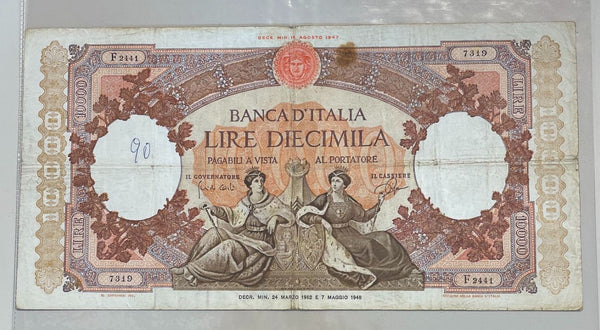 NL*BANCA D' ITALIA Banconota 10000 Lire MARINARE REGINE DEL MARE 24 03 1962 F244