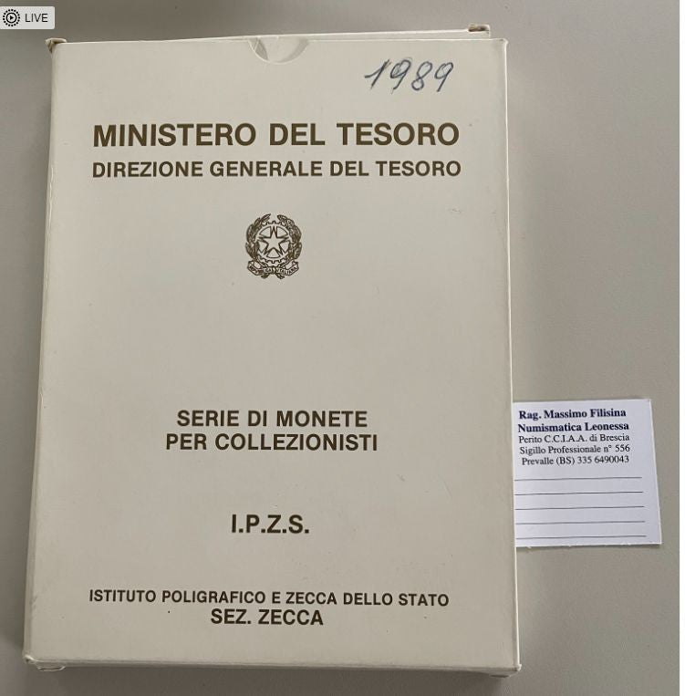 NL* ITALIA Divisionale 1989 T. CAMPANELLA 11 V con 500 LIRE ARGENTO PROOF Set