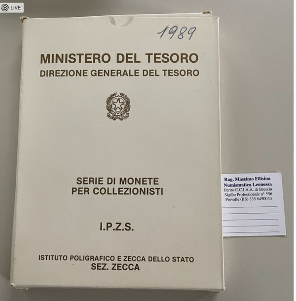 NL* ITALIA Divisionale 1989 T. CAMPANELLA 11 V con 500 LIRE ARGENTO PROOF Set