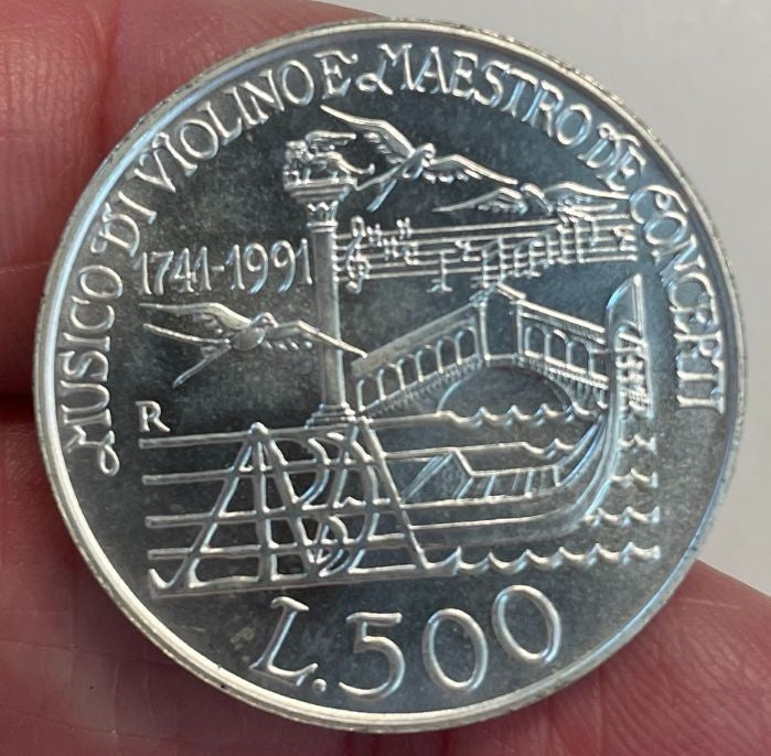 NL*ITALIA 500 Lire Argento 1991 ANTONIO VIVALDI FDC Fior di Conio da divisionale