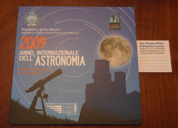 NL* SAN MARINO Divisionale 2009 con 5 euro ARGENTO ANNO ASTRONOMIA FDC set