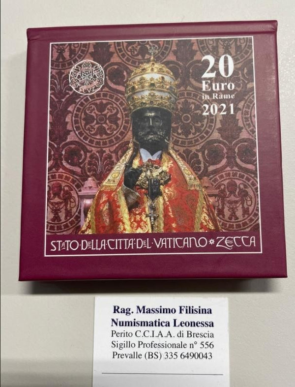 NL* VATICANO FRANCESCO 20 EURO Rame 2021 ARTE E FEDE SAN PIETRO FDC set zecca