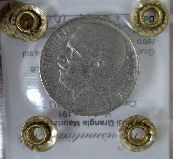 NL* VEIII Italia 50 CENTESIMI LEONI 1920 contorno RIGATO BB/SPL Perizia N. Elite