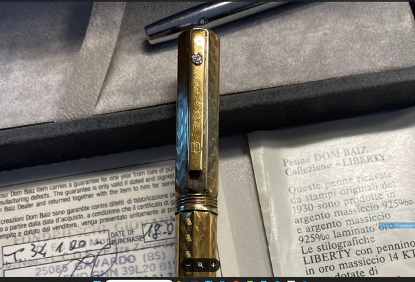 NL*PENNA DOM BAIZ Collezione Liberty con Diamante pennino Oro 14 Karati FULL SET