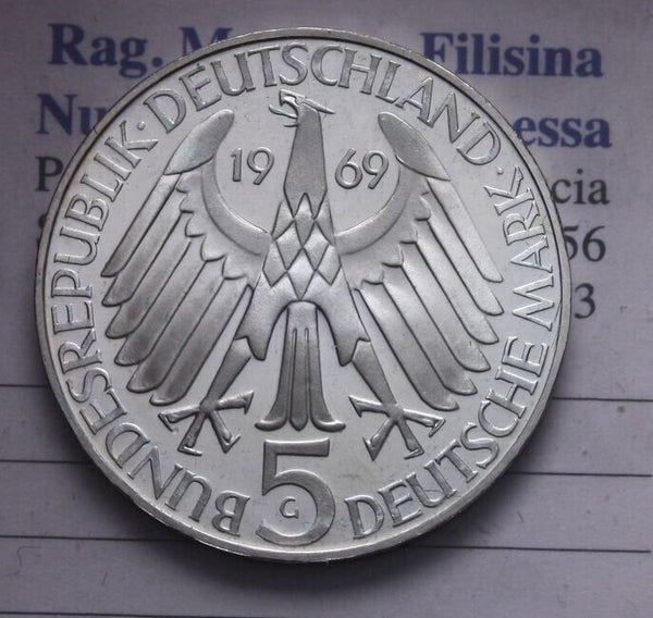 NL* GERMANY GERMANY 5 MARK SILVER 1969 THEODORE FONTANE Proof FS