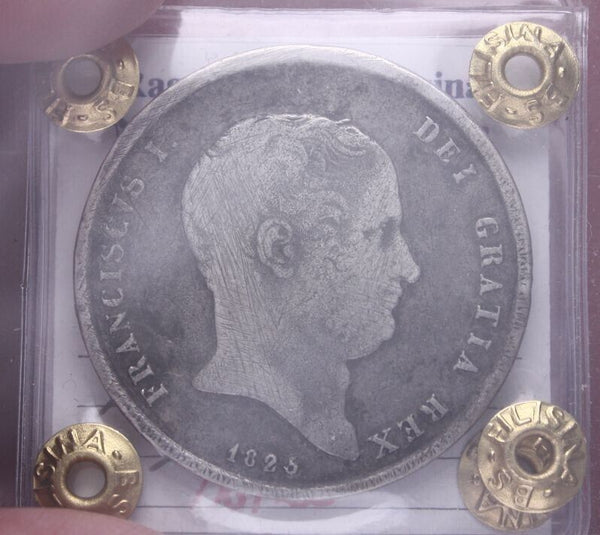 EN* TWO SICILIES FRANCIS I 120 GRANA Silver 1825 VF/EF Filisina Certificate M
