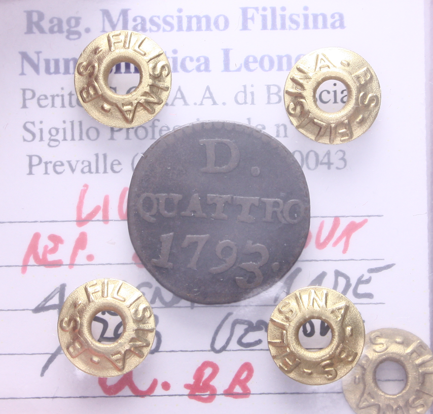 NL* GENOVA REPUBBLICA 4 DENARI Rame 1793 Q.BB Perizia Filisina Massimo