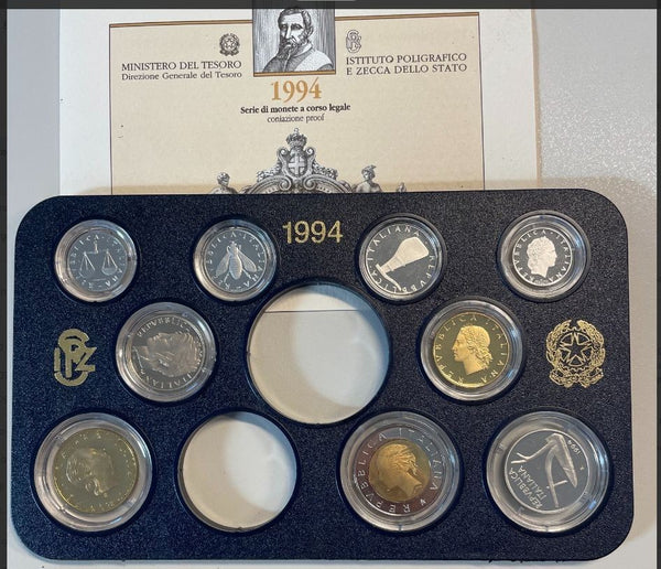 NL* ITALIA Divisionale 1994 9 VALORI senza monete in Argento - PROOF