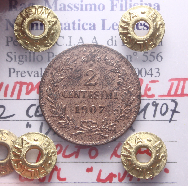 NL* VEIII ITALIA 2 CENTESIMI VALORE 1907 MOLTO RARO QSPL LAVATA Perizia Filisina