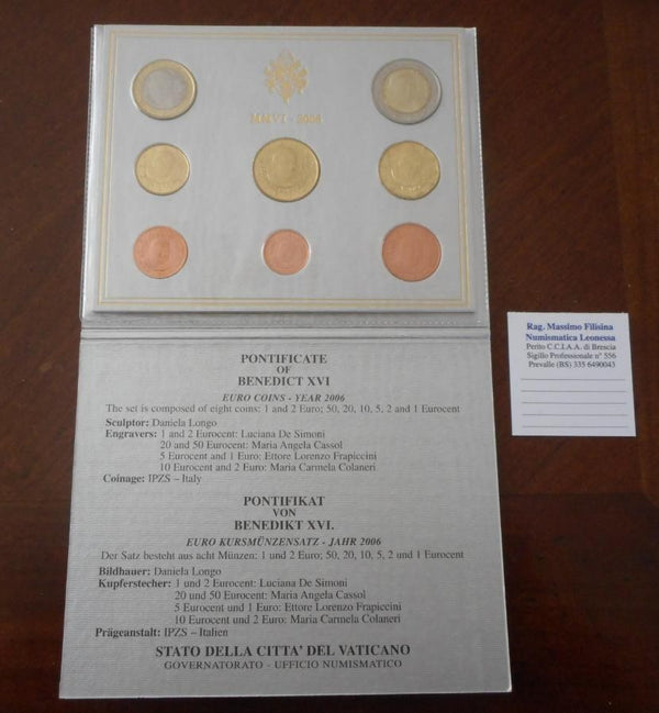 NL* CITTA'  Vaticano Papa BENEDETTO XVI 2006 Divisionale 8 Valori FDC set Zecca
