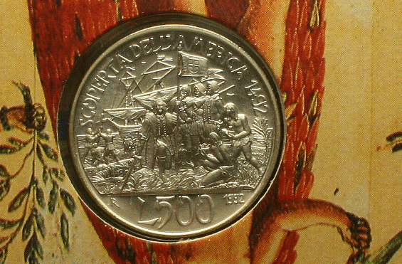 NL* ITALIA 500 Lire ARGENTO 1992 SCOPERTA AMERICA 4^ Emissione FDC set zecca