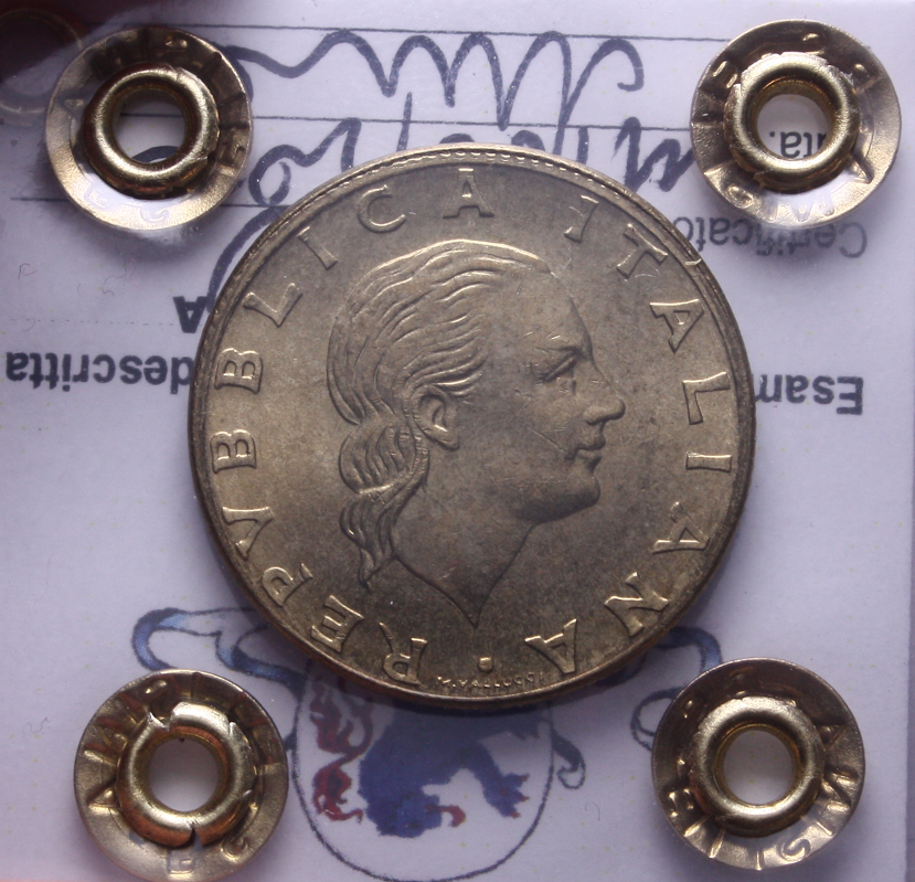 NL* Italia 200 LIRE 1978 CONTORNO PARZ LISCIO RARA QFDC Perizia Filisina Massimo