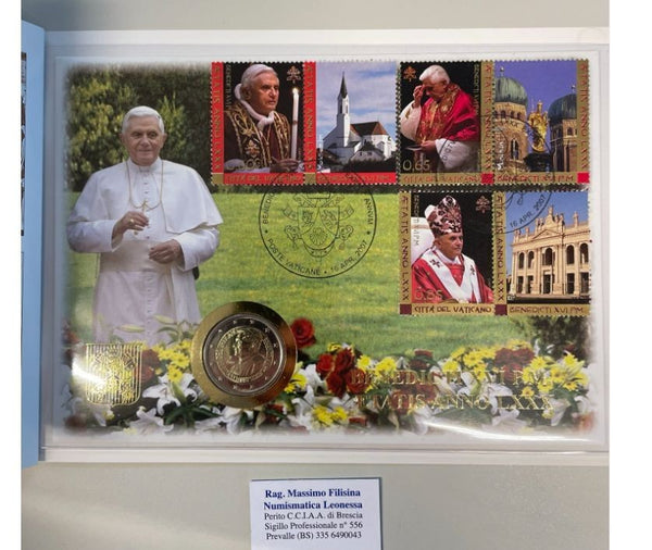 NL* VATICANO BENEDETTO XVI 2 Euro 2007 80° GENETLIACO FDC in FOLDER Filatelico