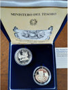 NL* ITALIA DITTICO 500 + 200 LIRE ARGENTO 1989 SCOPERTA America PROOF Set zecca