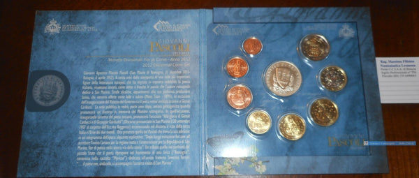 NL* SAN MARINO DIVISIONALE 2012 G. PASCOLI 9 Valori con Argento FDC set zecca