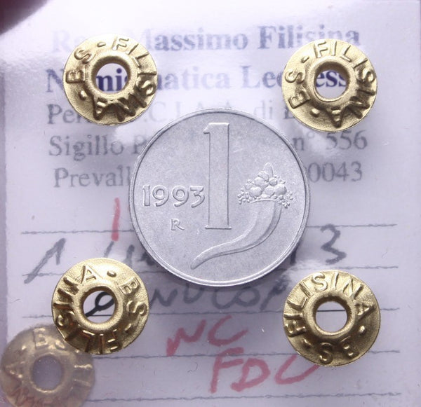 NL* Italia Repubblica 1 LIRA CORNUCOPIA 1993 NC FDC Perizia Filisina Massimo