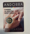 NL* ANDORRA 2 EURO 2021 I NOSTRI ANZIANI FDC Coincard zecca