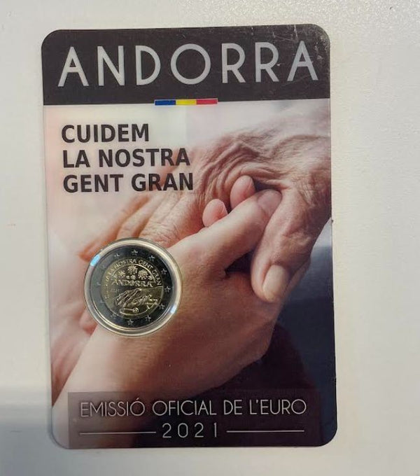 NL* ANDORRA 2 EURO 2021 I NOSTRI ANZIANI FDC Coincard zecca