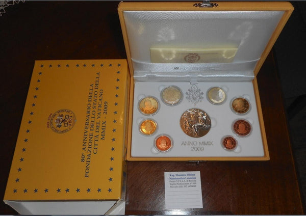 NL* VATICAN BENEDICT XVI Divisional 2009 8 values ​​with Proof Silver MEDAL 