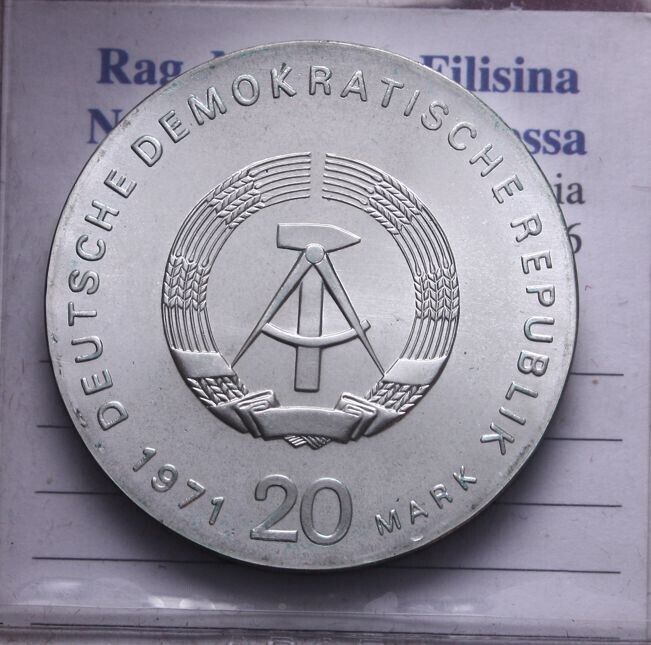 NL* DDR EAST GERMANY 20 DM SILVER 1971 KARL AND ROSA LUXEMBURG FDC - Unc