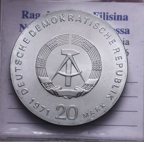 NL* DDR EAST GERMANY 20 DM SILVER 1971 KARL AND ROSA LUXEMBURG FDC - Unc