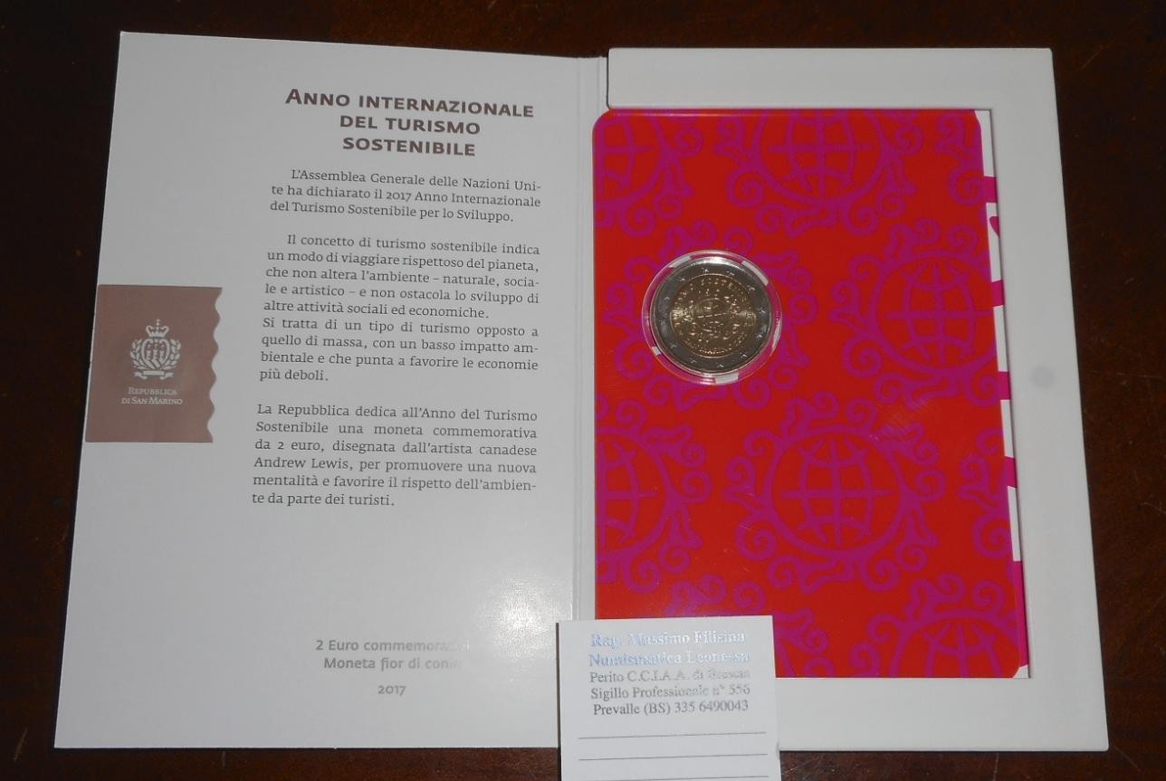 NL* SAN MARINO 2 Euro 2017 ANNO INT. TURISMO SOSTENIBILE FDC SET Zecca