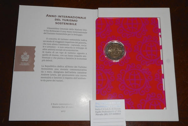 NL* SAN MARINO 2 Euro 2017 ANNO INT. TURISMO SOSTENIBILE FDC SET Zecca