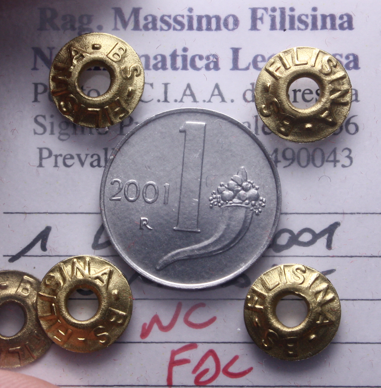 NL* Italia Repubblica 1 LIRA CORNUCOPIA 2001 NC FDC Perizia Filisina Massimo