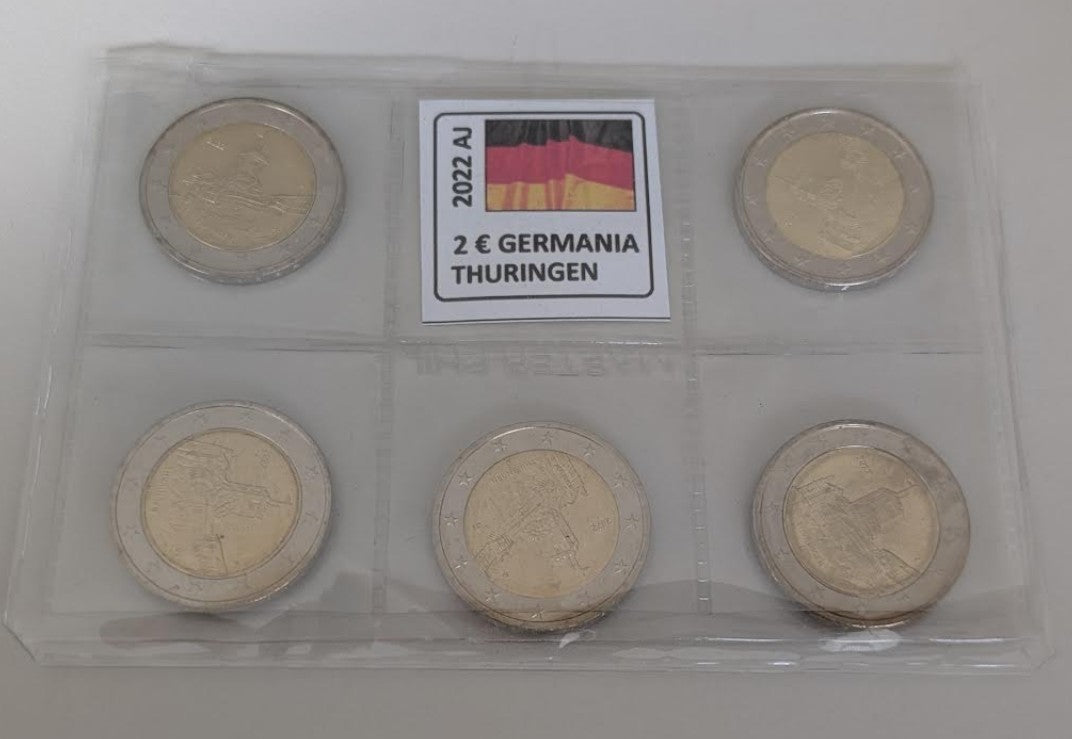 NL* GERMANIA Lotto 5 MONETE da 2 EURO 2022 THURINGEN fdc come da foto