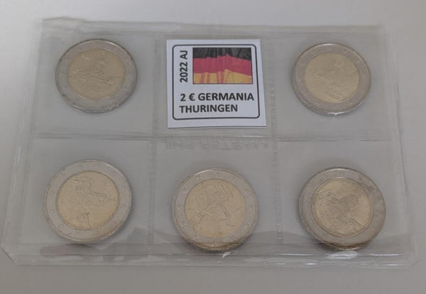 NL* GERMANIA Lotto 5 MONETE da 2 EURO 2022 THURINGEN fdc come da foto