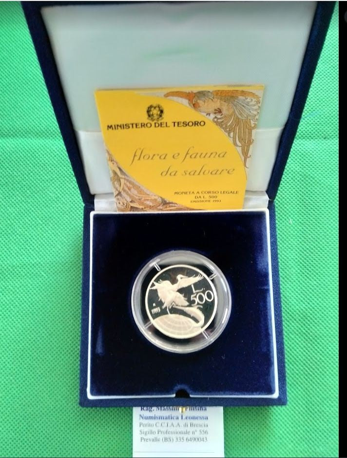 NL*ITALIA 500 Lire Argento 1993 FLORA E FAUNA DA SALVARE PROOF SET Originale zec